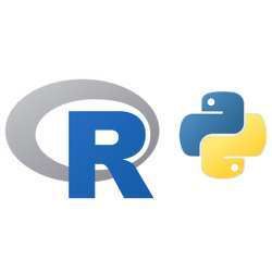 Logos of the R and Python programmming languages.