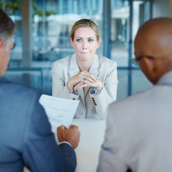 anxious woman in business interview