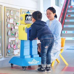 robot assists student's health scan