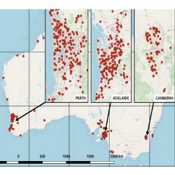 map of PV system locations in Australia