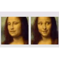 Two of the "living portraits" of the Mona Lisa.