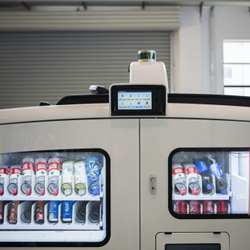 Beverages inside a Neolix vending machine vehicle.