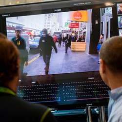 Facial recognition in use at a conference.