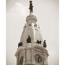 The Philadelphia Courthouse clock tower.