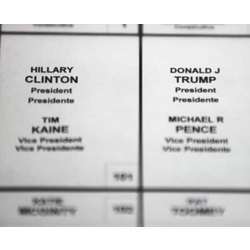 A portion of a printed ballot from the 2016 U.S. presidential election. 