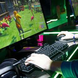 An attendee playing Fortnite at the Electronic Entertainment Expo (E3) in Los Angeles last week.