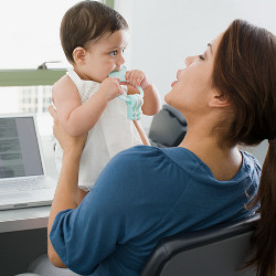 mother and baby in an office
