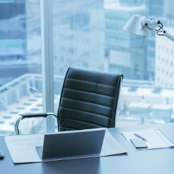 office desk with window view