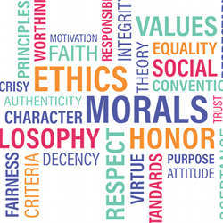 An ethics word cloud.