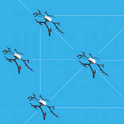 Artist's conception of a quantum drone network.