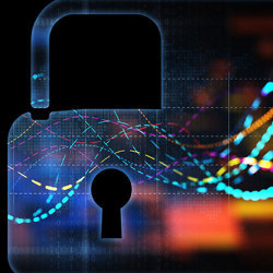 keyed lock, digital security illustration