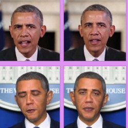 Actual photos of former U.S. President Barack Obama (top row), and deepfakes.