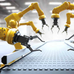 Robots on the manufacturing line.