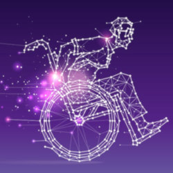 person in speedy wheelchair, illustration