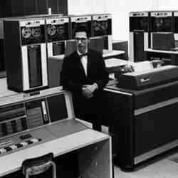 Fernando Corbato in the Massachusetts Institute of Technology computer lab. 