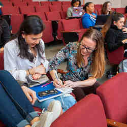 Young women in a STEM class. 