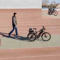A frame taken from a video by researchers in China shows the self-driving bicycle in action.