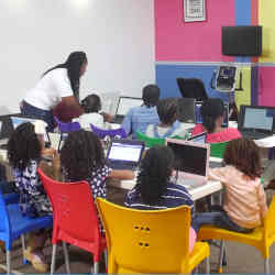 A computing class of the Smart Girls Tech Camp program.