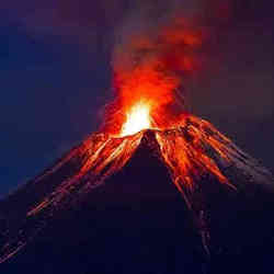 A volcano erupting.