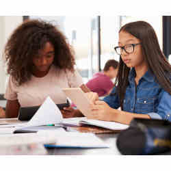 Girls studying computer science.