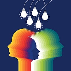 heads and lightbulbs, illustration