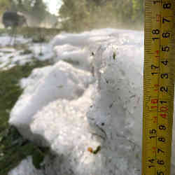 Measuring hail that fell in Michigan last week.