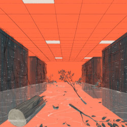 flooded data center, illustration