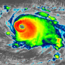 A satellite view of Hurricane Dorian on Sunday. 