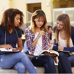 female students studying