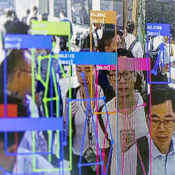 Facial recognition technology being demonstrated at an artificial-intelligence conference in Shanghai.