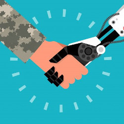 human-robot handshake, illustration