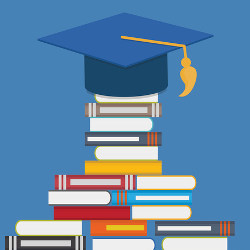 graduate cap and books, illustration