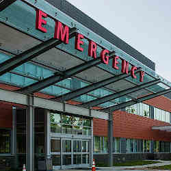 The entrance to the Emergency department at Fort Belvoir Community Hospital in Virginia