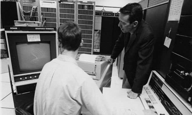 David Evans at University of Utah computer center, circa 1970