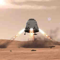 Artist's conception of a manned landing on Mars
