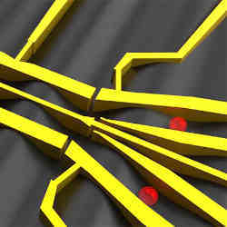 Part of a three-dimensional rendering of the semiconductor's nanostructure.