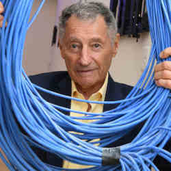 Kleinrock poses in his new lab under construction at the University of California Los Angeles.