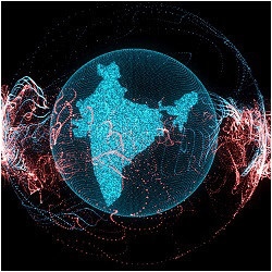 India map in a floating circle, illustration