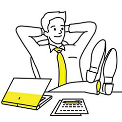 worker at desk, illustration