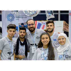 Team Hope with their supervisor after they were named winner of the FIRST Global Challenge 2019.