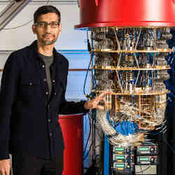 Google's Sundar Pichai with the company's Sycamore quantum computer.