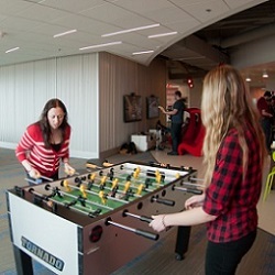 AWeber employees in its Chalfont HQ's game room