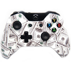 Xbox One controller comprised of hundred-dollar bills