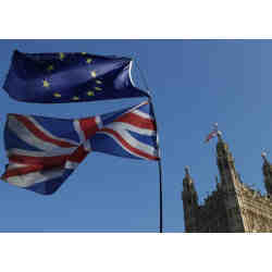 The Palace of Westminster, where the U.K.'s governing House of Commons and House of Lords meet.