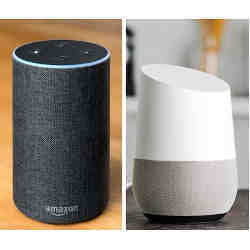 Amazon's Alexa (left) and Google's Home smart assistants.