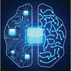 brain with computer circuitry, illustration