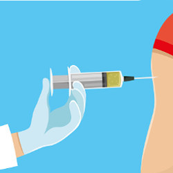 doctor injects vaccine, illustration