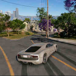 A vehicle fishtailing in a Ubisoft video game.