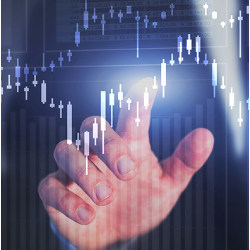 hand pointing to graphed data, benchmark concept