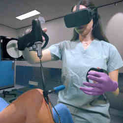 A trainee using Osso VR.